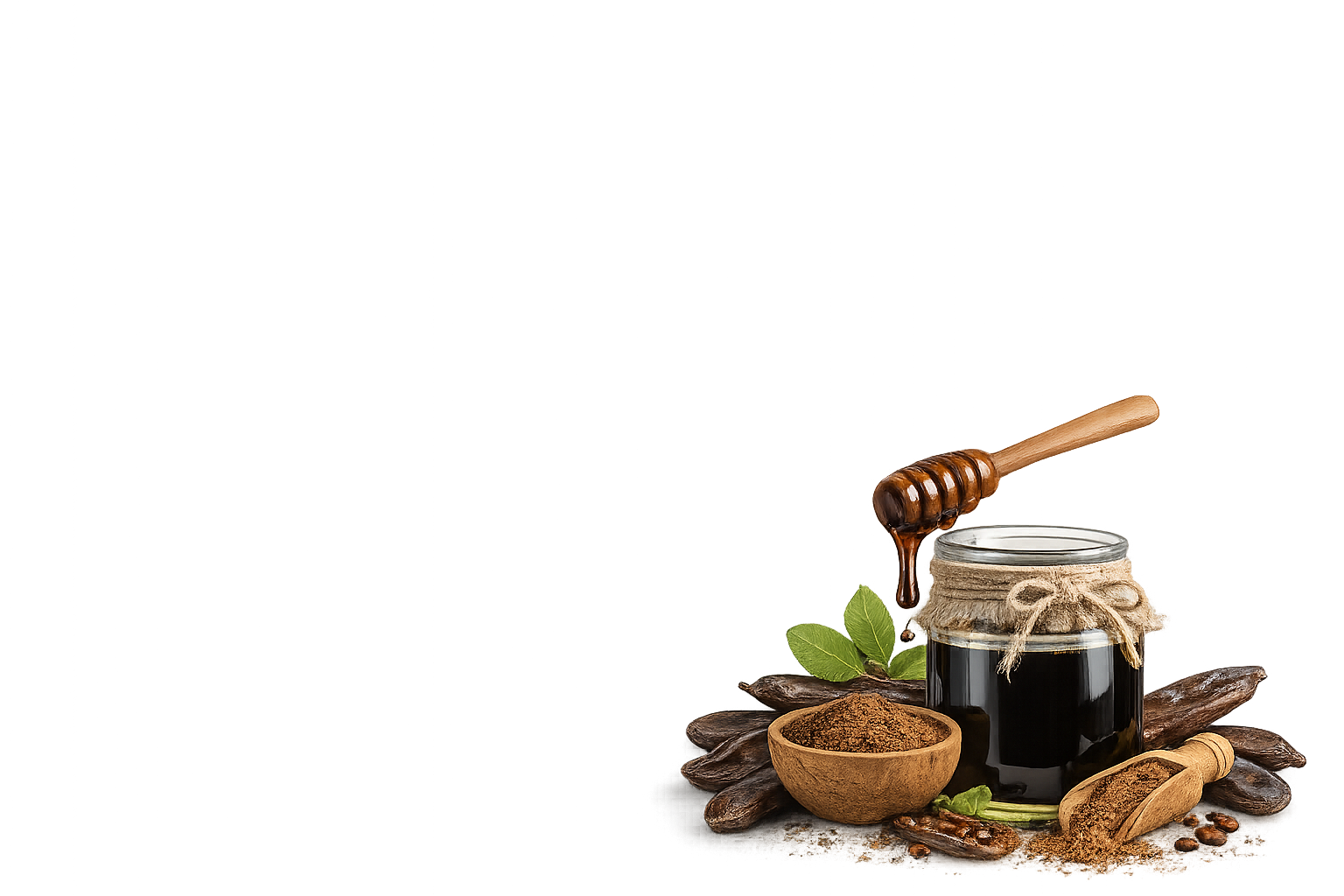 carob şurubu ve doğal malzemeler