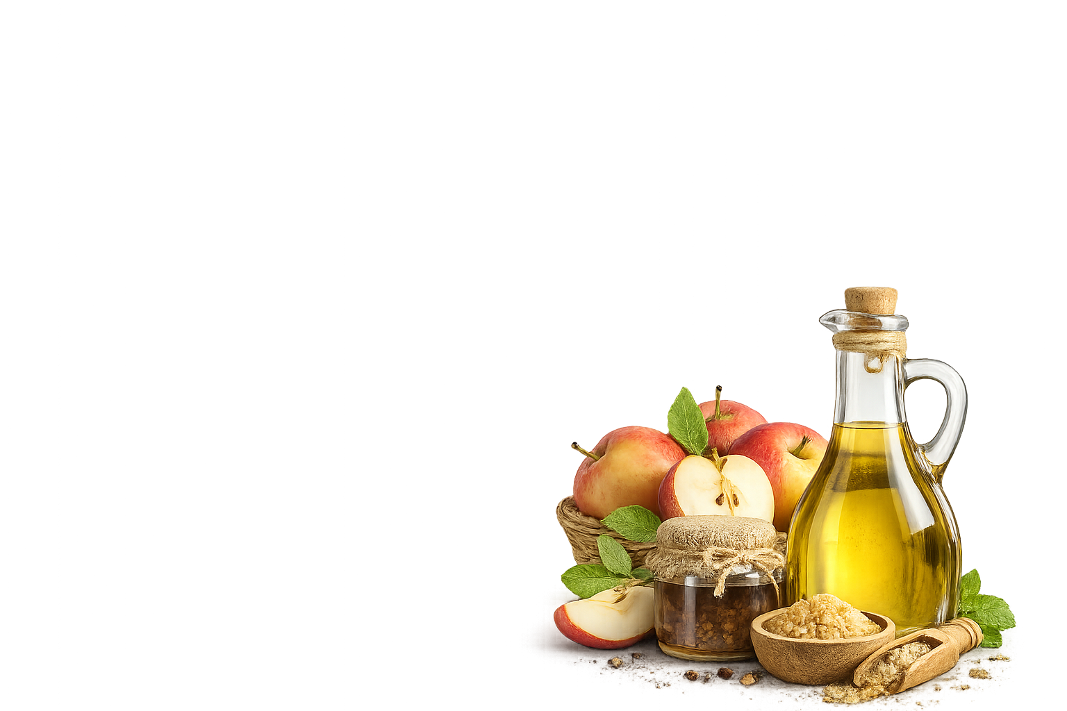 elma sirkesi ve doğal malzemeler